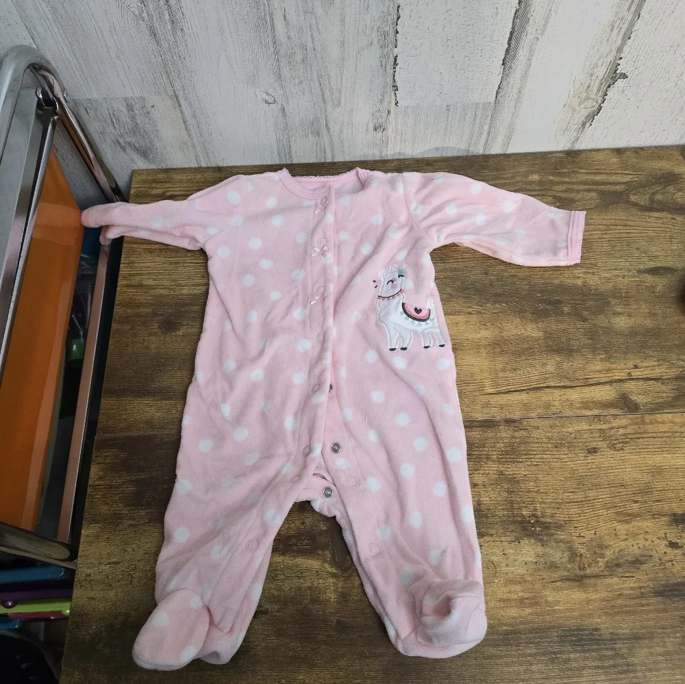 Baby Girls Size 0-3 Months Pajama Lot Of 3